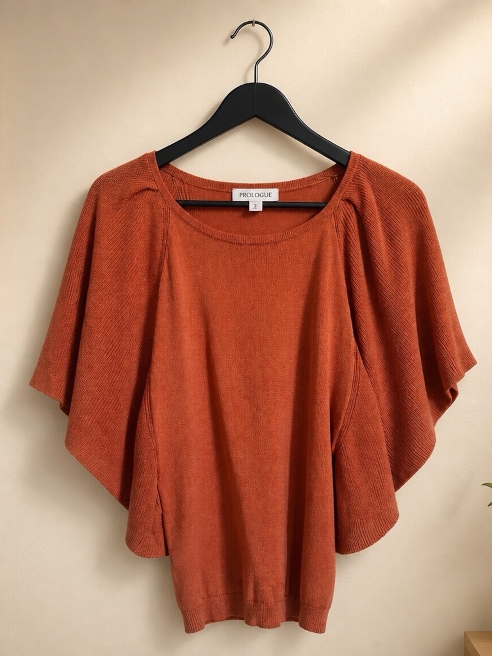 Prologue Knit Short-Sleeve Top Rust color Womens size small Bohemian, Gypsy